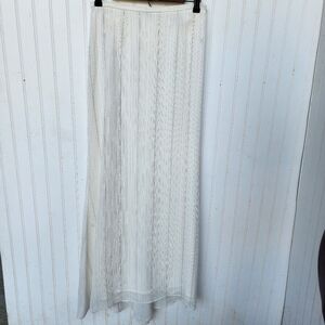 JR Nites Caliendo Womens Evening Skirt Maxi Ivory White Gold Stripe Long Sz 6